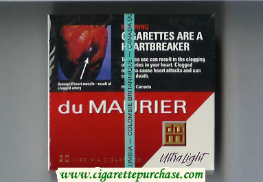 Du Maurier Ultra Light cigarettes wide flat hard box